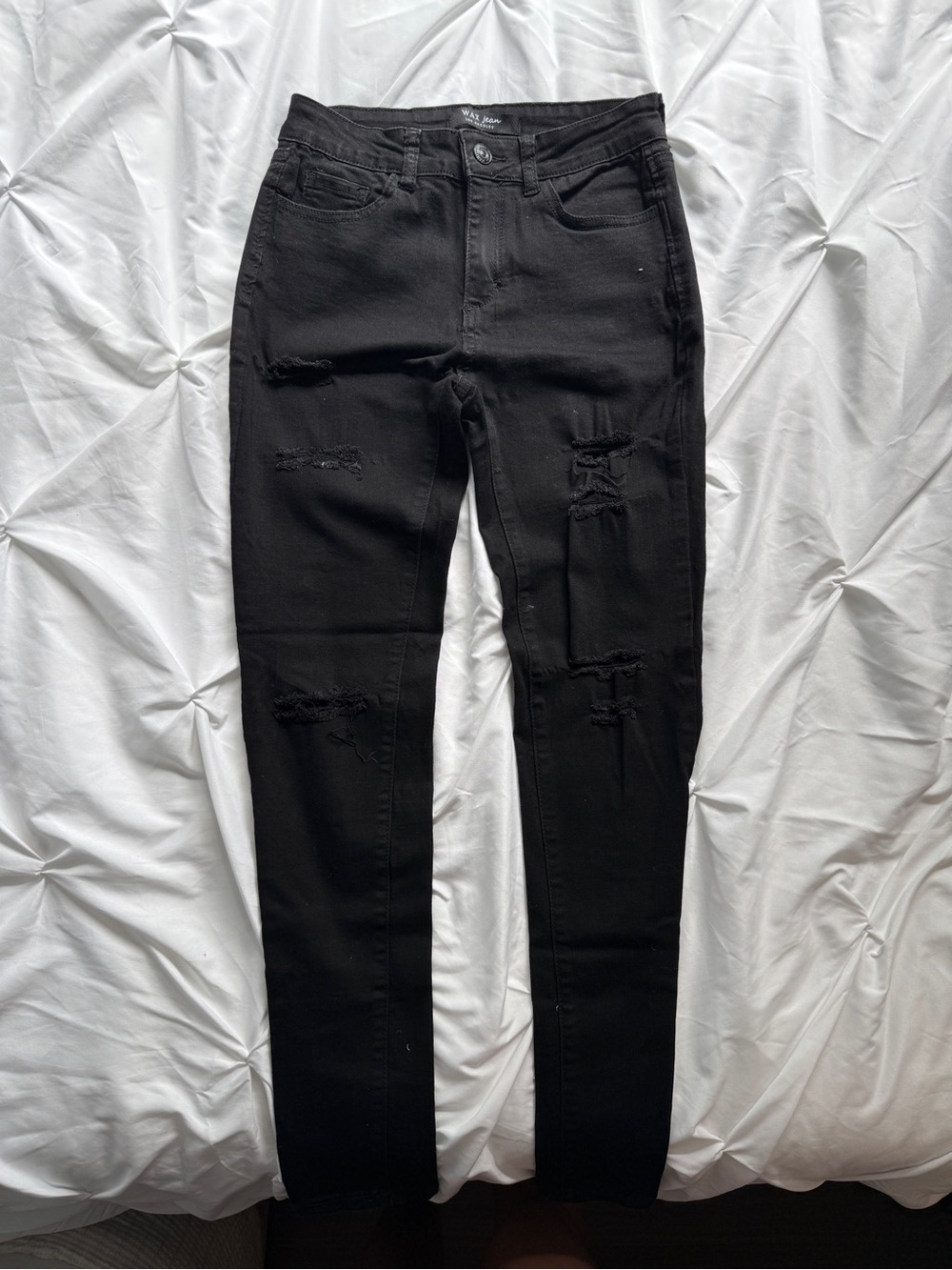 wax jeans Black Distressed Jeans - Slim Fit